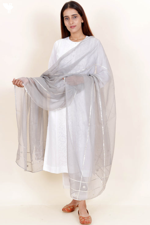 Kota Doria Dupatta With Gota Patti Embroidery